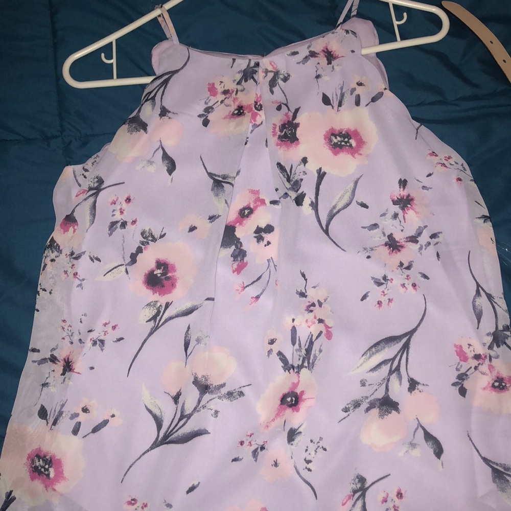 Floral print crew neck tank top
